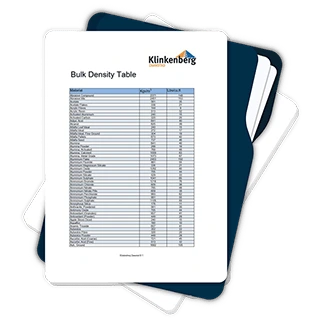 Bulk density table