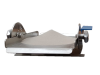 Een goed stromend poeder op een RVS glijtafel die je in een hoek kunt opstellen om een gelijkhoek te bepalen van poeders 
